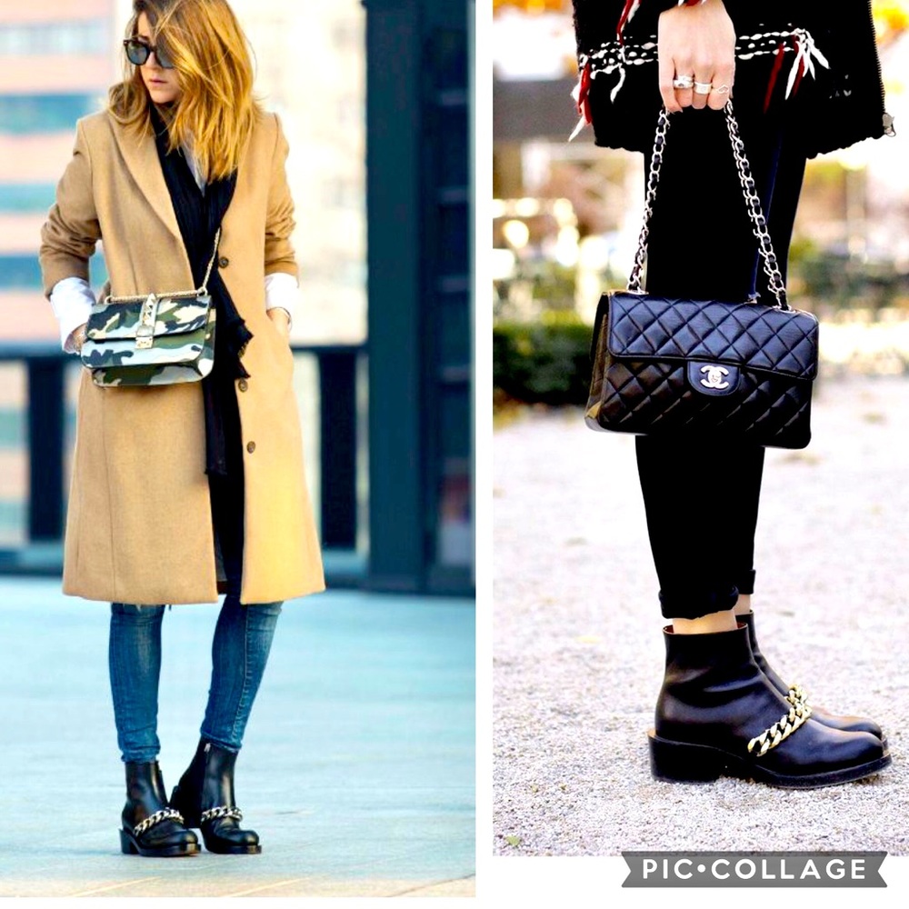 Givenchy Black Leather Chained Link Ankle Boot 38
